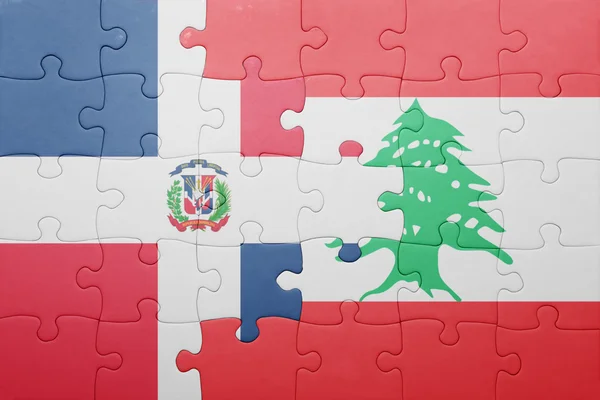 Rompecabezas con la bandera nacional de la República Dominicana y el lebanón —  Fotos de Stock