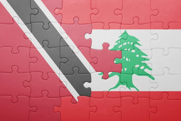 Pussel med den nationella flaggan av trinidad och tobago och Libanon — Stockfoto