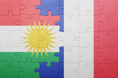 kurdistan ve Fransa ulusal bayrak ile bulmaca