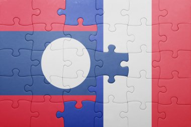 laos ve Fransa ulusal bayrak ile bulmaca