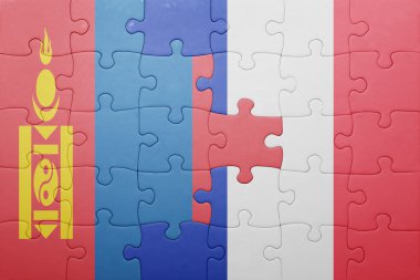 Moğolistan ve Fransa ulusal bayrak ile bulmaca