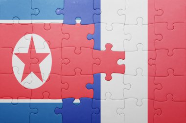 Kuzey Kore ve Fransa ulusal bayrak ile bulmaca