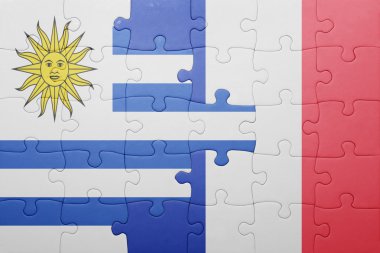 uruguay ve Fransa ulusal bayrak ile bulmaca