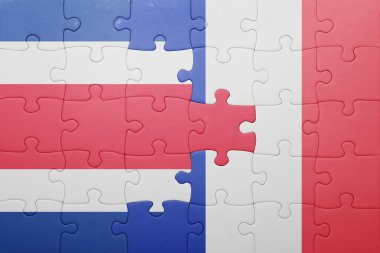 Kosta Rika ve Fransa ulusal bayrak ile bulmaca