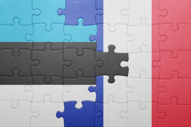 Estonya ve Fransa ulusal bayrak ile bulmaca