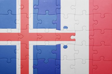 İzlanda ve Fransa ulusal bayrak ile bulmaca