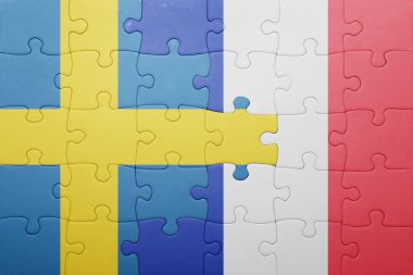 İsveç ve Fransa ulusal bayrak ile bulmaca