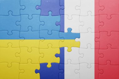 Ukrayna ve Fransa ulusal bayrak ile bulmaca