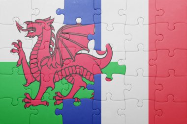 Galler ve Fransa ulusal bayrak ile bulmaca