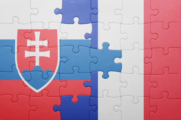 Puzzle z flaga Narodowa Słowacji i Francji — Zdjęcie stockowe