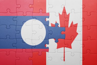 Kanada ve laos ulusal bayrak ile bulmaca