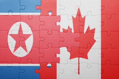 Kanada ve Kuzey Kore ulusal bayrak ile bulmaca