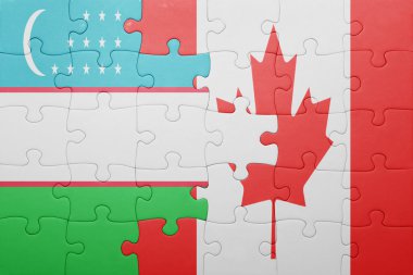 Kanada ve Özbekistan ulusal bayrak ile bulmaca