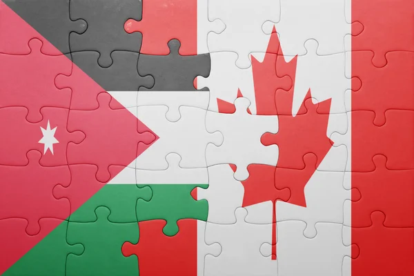 Kanada ve Ürdün ulusal bayrak ile bulmaca — Stok fotoğraf