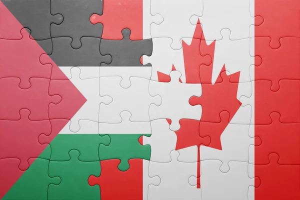 Rompecabezas con la bandera nacional de Canadá y Palestina —  Fotos de Stock