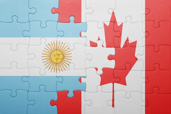 Rompecabezas con la bandera nacional de Canadá y Argentina —  Fotos de Stock