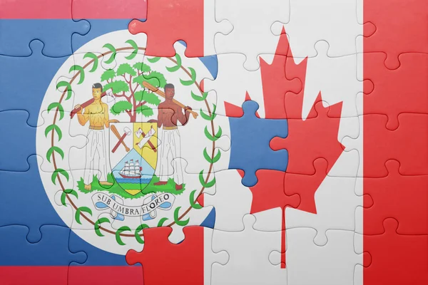 Rompecabezas con la bandera nacional de Canadá y Belice — Foto de Stock