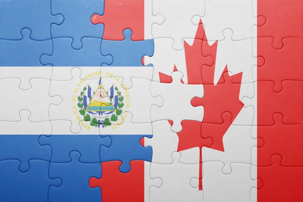 Puzzle z flagi narodowej Kanady i el salvador — Zdjęcie stockowe
