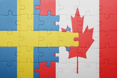 Kanada ve İsveç Ulusal bayrak ile bulmaca