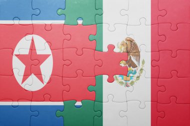 Kuzey Kore ve Meksika ulusal bayrak ile bulmaca