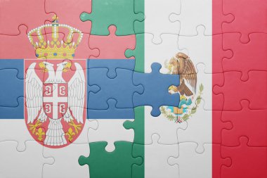 Sırbistan ve Meksika ulusal bayrak ile bulmaca