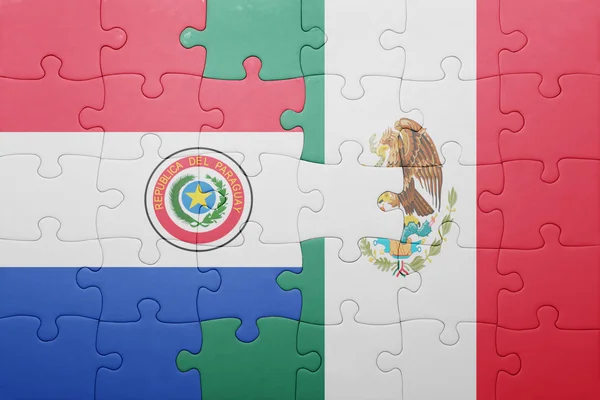Rompecabezas con la bandera nacional de paraguay y México —  Fotos de Stock
