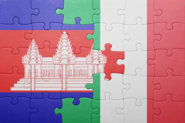 İtalya ve Kamboçya Ulusal bayrak ile bulmaca