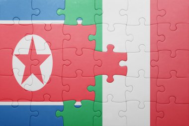 İtalya ve Kore Demokratik Halk Cumhuriyeti ulusal bayrak ile bulmaca