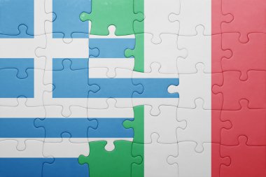 İtalya ve Yunanistan ulusal bayrak ile bulmaca