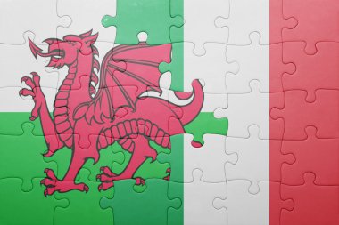 İtalya ve Galler Ulusal bayrak ile bulmaca