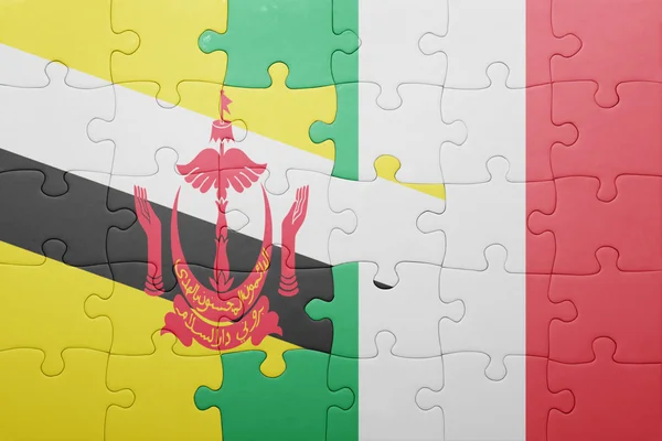 Puzzle s národní vlajka Itálie a Brunej — Stock fotografie