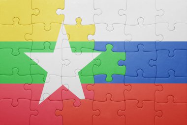 myanmar ve Rusya'nın ulusal bayrak ile bulmaca