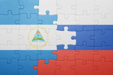 Nikaragua ve Rusya'nın ulusal bayrak ile bulmaca