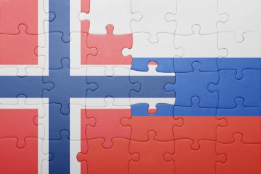 Norveç ve Rusya'nın ulusal bayrak ile bulmaca