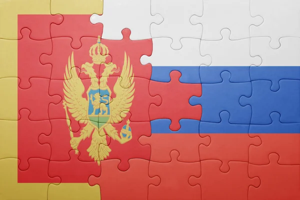 Karadağ ve Rusya'nın ulusal bayrak ile bulmaca — Stok fotoğraf