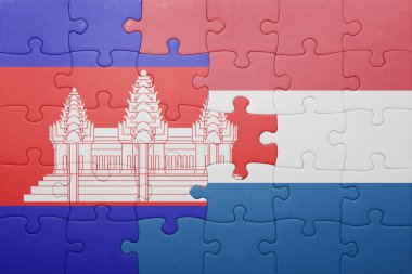 Hollanda ve Kamboçya Ulusal bayrak ile bulmaca