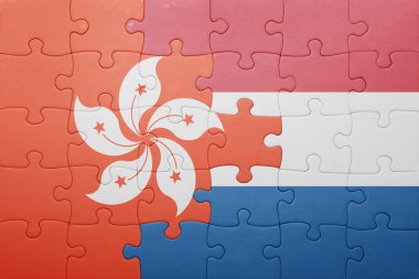 hong kong ve Hollanda ulusal bayrak ile bulmaca