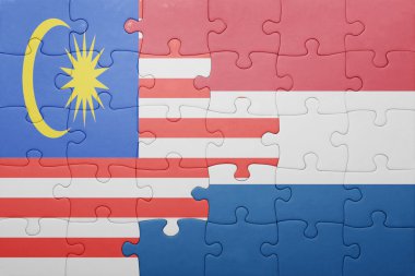 Hollanda ve Malezya ulusal bayrak ile bulmaca