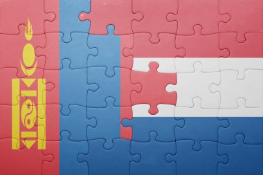 Hollanda ve Moğolistan ulusal bayrak ile bulmaca
