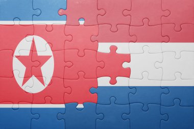 Hollanda ve Kuzey Kore ulusal bayrak ile bulmaca