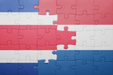 Kosta Rika ve Hollanda ulusal bayrak ile bulmaca