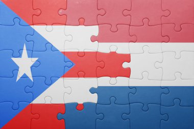 Hollanda ve Porto Riko ulusal bayrak ile bulmaca
