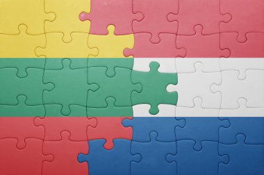 Hollanda ve Litvanya ulusal bayrak ile bulmaca