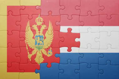 Hollanda ve Karadağ ulusal bayrak ile bulmaca