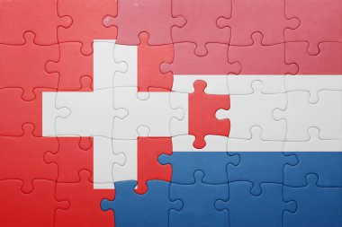 Hollanda ve İsviçre ulusal bayrak ile bulmaca