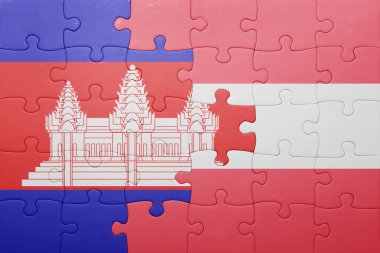 Kamboçya ve Avusturya ulusal bayrak ile bulmaca 