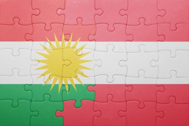 kurdistan ve Avusturya ulusal bayrak ile bulmaca 