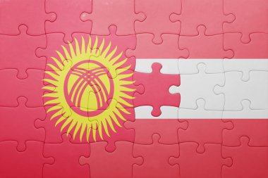 Kırgızistan ve Avusturya ulusal bayrak ile bulmaca 