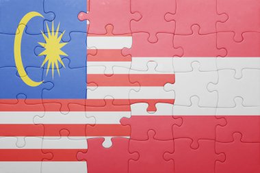 Malezya ve Avusturya ulusal bayrak ile bulmaca 