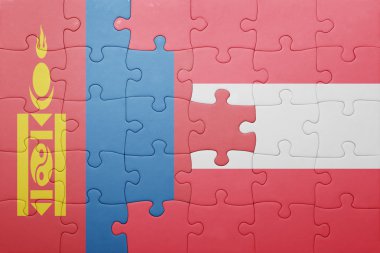 Moğolistan ve Avusturya ulusal bayrak ile bulmaca 